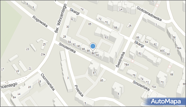 Warszawa, Smoleńska, 84, mapa Warszawy