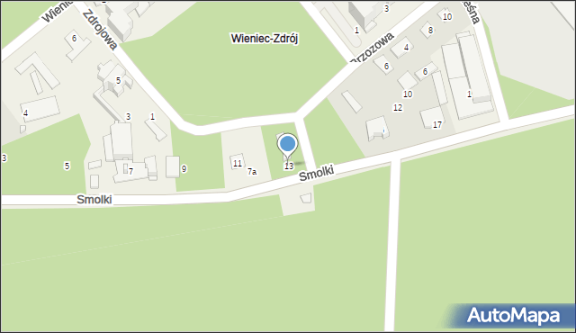 Wieniec-Zdrój, Smolki Stanisława, 13, mapa Wieniec-Zdrój