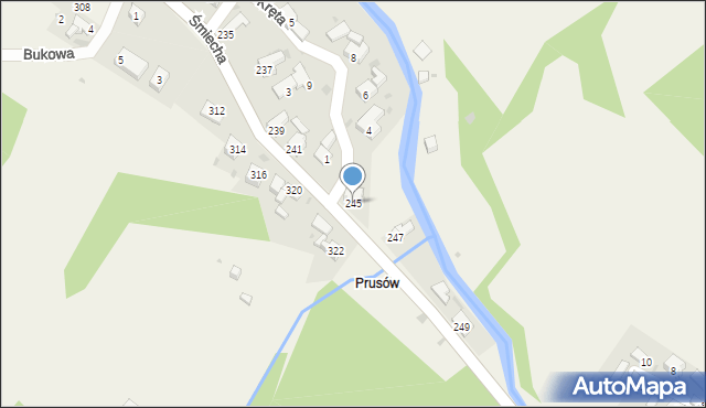 Żabnica, Śmiecha Karola, ks., 245, mapa Żabnica