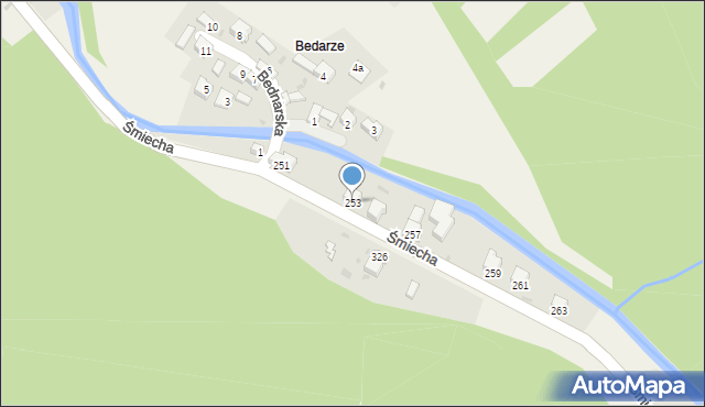 Żabnica, Śmiecha Karola, ks., 253, mapa Żabnica