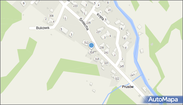 Żabnica, Śmiecha Karola, ks., 314, mapa Żabnica