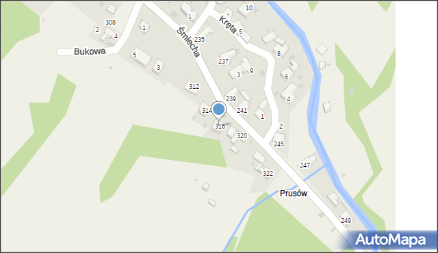 Żabnica, Śmiecha Karola, ks., 316, mapa Żabnica