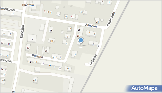 Bielany Wrocławskie, Śnieżna, 1b, mapa Bielany Wrocławskie