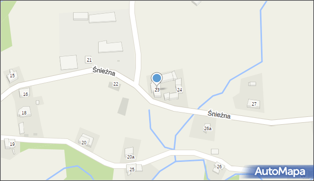 Domaszków, Śnieżna, 23, mapa Domaszków