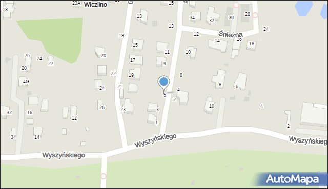 Gdynia, Śnieżna, 5, mapa Gdyni