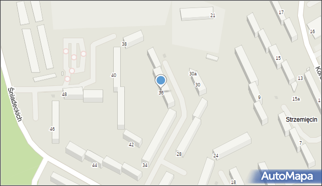 Grudziądz, Śniadeckich, 36, mapa Grudziądza