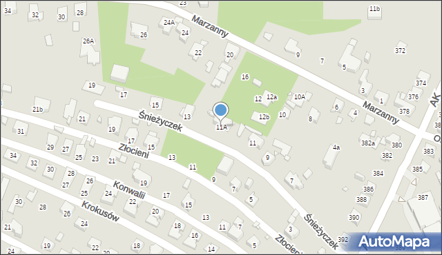 Katowice, Śnieżyczek, 11A, mapa Katowic