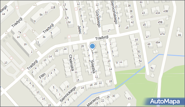 Koszalin, Śnieżka Adama, 3, mapa Koszalina