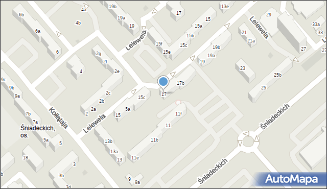 Koszalin, Śniadeckich, 17, mapa Koszalina