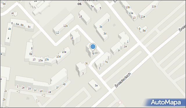 Koszalin, Śniadeckich, 5, mapa Koszalina