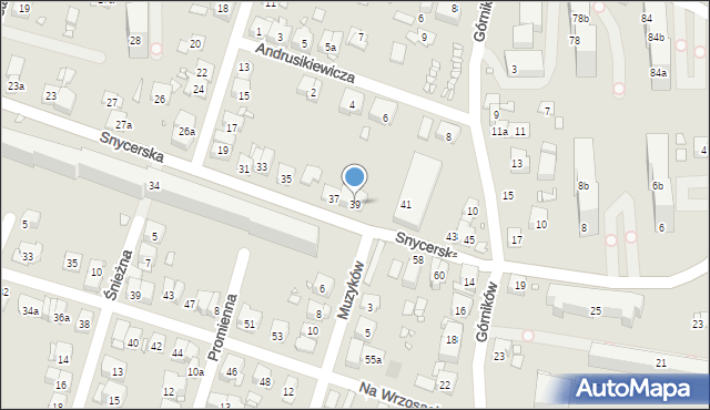 Kraków, Snycerska, 39, mapa Krakowa