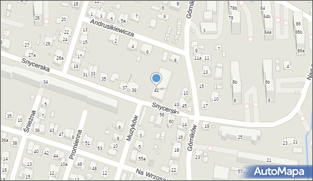 Kraków, Snycerska, 41, mapa Krakowa