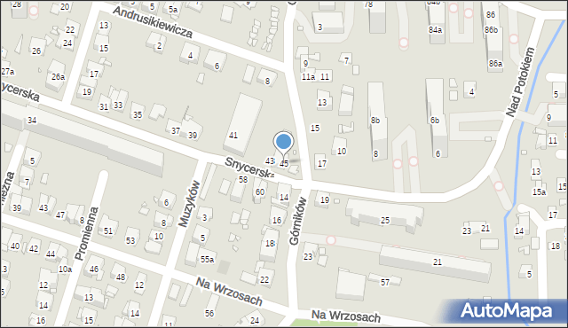 Kraków, Snycerska, 45, mapa Krakowa