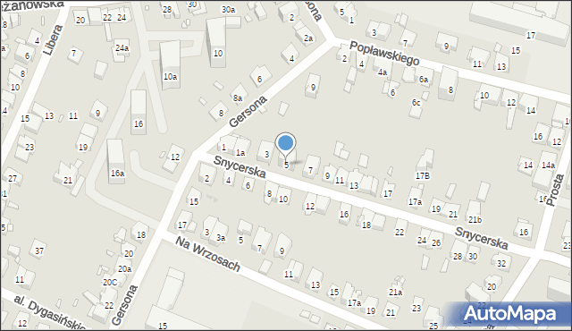 Kraków, Snycerska, 5, mapa Krakowa