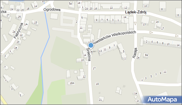 Lądek-Zdrój, Śnieżna, 15, mapa Lądek-Zdrój