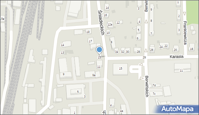 Leszno, Śniadeckich, 13, mapa Leszno