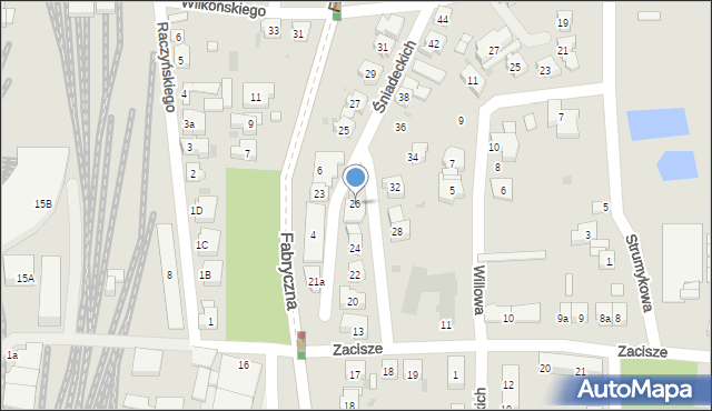 Leszno, Śniadeckich, 26, mapa Leszno