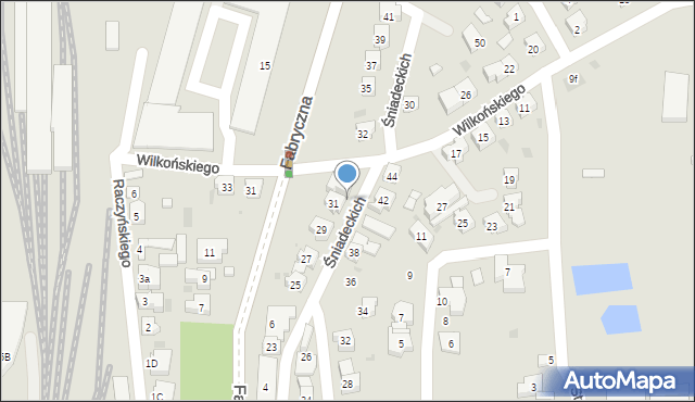 Leszno, Śniadeckich, 33, mapa Leszno