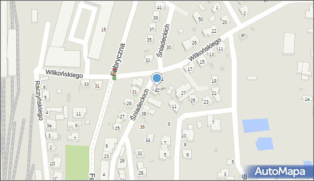 Leszno, Śniadeckich, 42, mapa Leszno