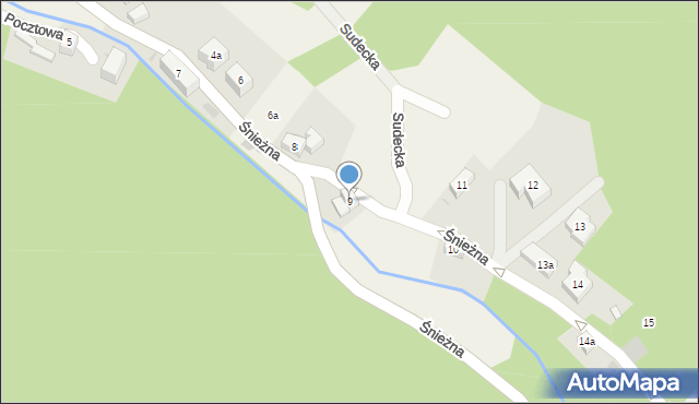 Międzygórze, Śnieżna, 9, mapa Międzygórze