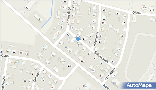 Mogilno, Śniadeckich, 9, mapa Mogilno