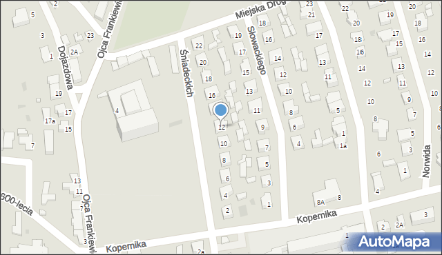 Osieczna, Śniadeckich, 12, mapa Osieczna