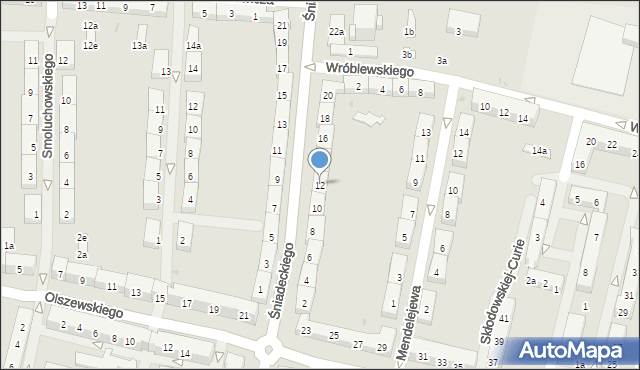 Oświęcim, Śniadeckiego Jędrzeja, 12, mapa Oświęcimia