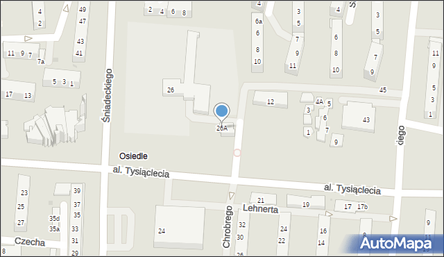 Oświęcim, Śniadeckiego Jędrzeja, 26A, mapa Oświęcimia