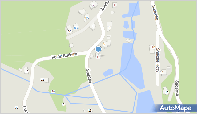 Piechowice, Śnieżna, 11, mapa Piechowice