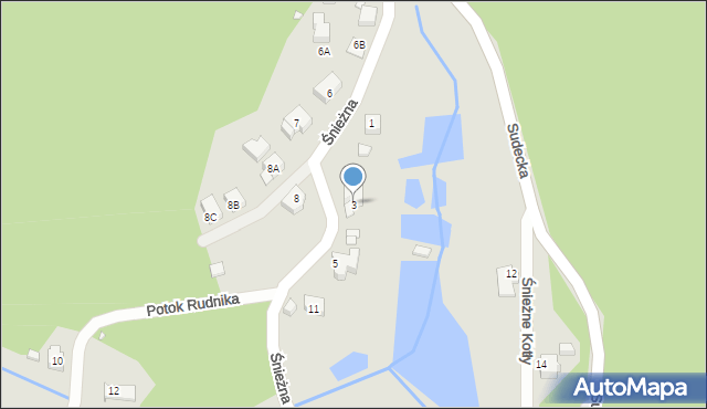 Piechowice, Śnieżna, 3, mapa Piechowice