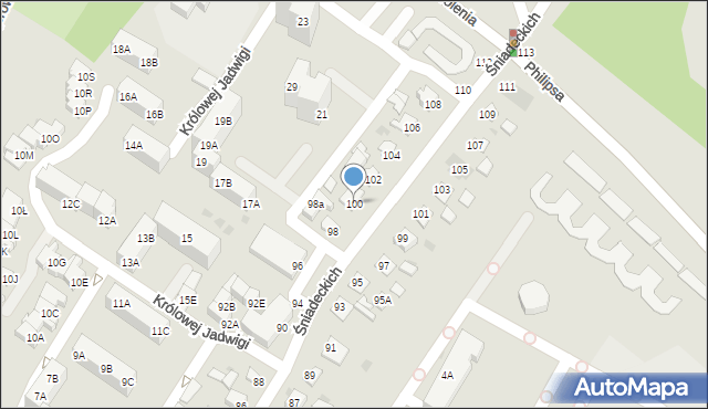 Piła, Śniadeckich, 100, mapa Piły
