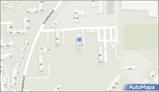 Piła, Śniadeckich, 17, mapa Piły