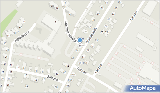 Piła, Śniadeckich, 70, mapa Piły