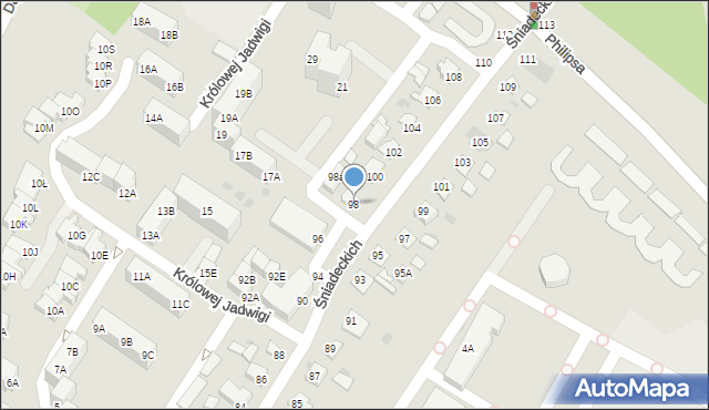 Piła, Śniadeckich, 98, mapa Piły
