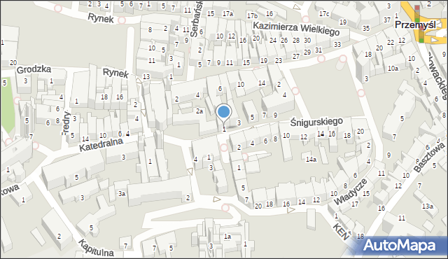 Przemyśl, Śnigurskiego Jana, bp., 1, mapa Przemyśla