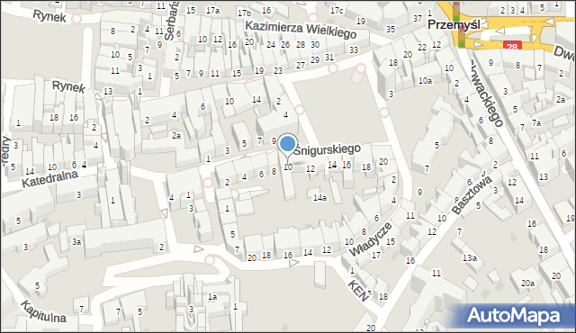 Przemyśl, Śnigurskiego Jana, bp., 10, mapa Przemyśla