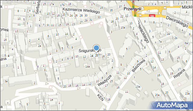 Przemyśl, Śnigurskiego Jana, bp., 16, mapa Przemyśla