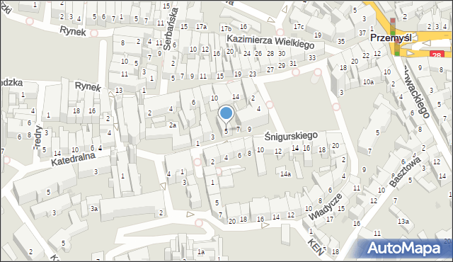Przemyśl, Śnigurskiego Jana, bp., 5, mapa Przemyśla