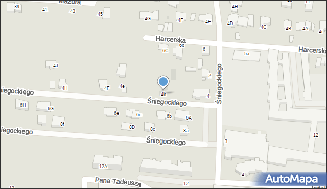 Pułtusk, Śniegockiego Stanisława, burm., 4b, mapa Pułtusk