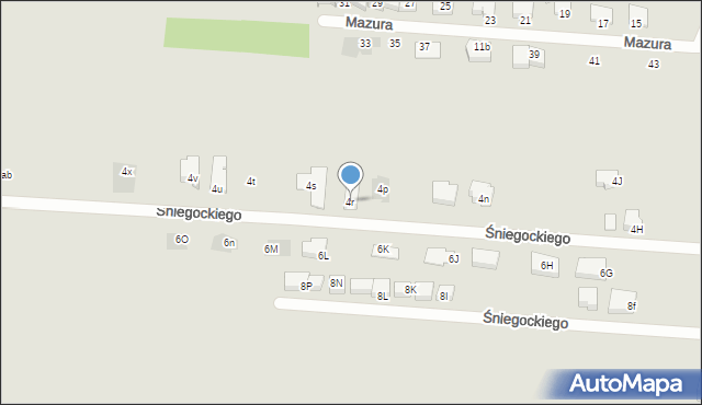 Pułtusk, Śniegockiego Stanisława, burm., 4r, mapa Pułtusk