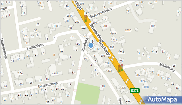 Radom, Śnieżna, 1, mapa Radomia