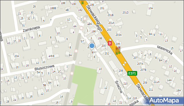 Radom, Śnieżna, 6, mapa Radomia