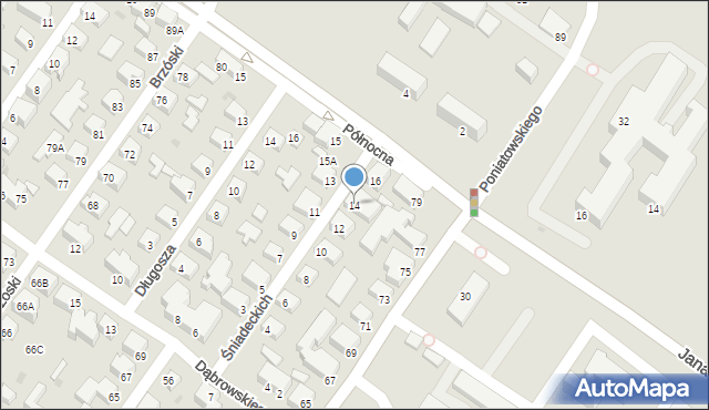 Siedlce, Śniadeckich, 14, mapa Siedlce