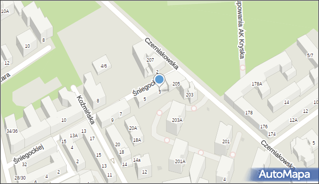 Warszawa, Śniegockiej Cecylii, 3, mapa Warszawy