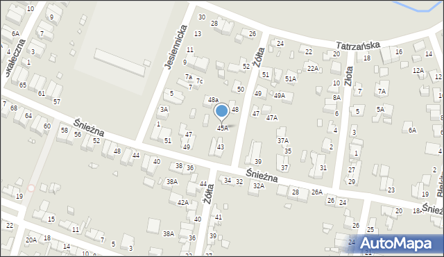 Wrocław, Śnieżna, 45A, mapa Wrocławia