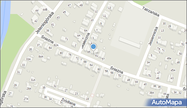 Wrocław, Śnieżna, 63, mapa Wrocławia
