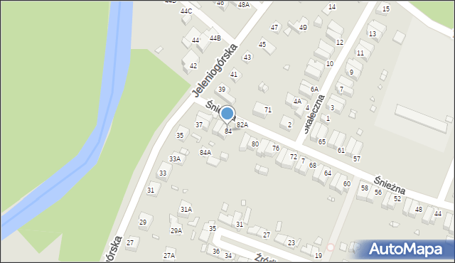 Wrocław, Śnieżna, 84, mapa Wrocławia