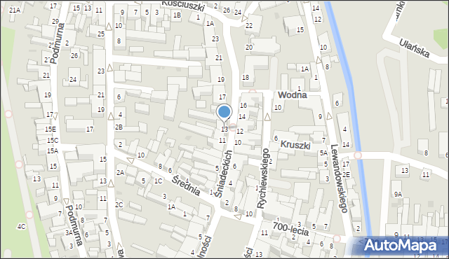 Żnin, Śniadeckich, 13, mapa Żnin