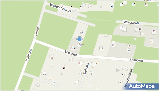 Adamów-Parcel, Sosnowa, 14, mapa Adamów-Parcel