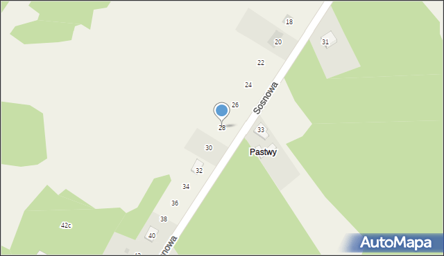 Aleksandria Druga, Sosnowa, 28, mapa Aleksandria Druga
